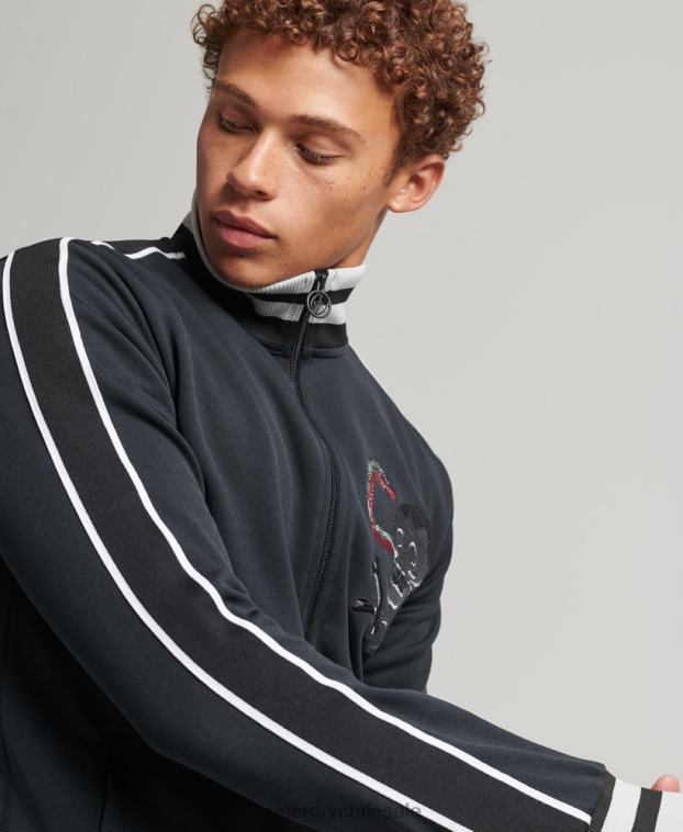 hombres Superdry gris oscuro chamarra de chándal Suika de punto 2R68Z780