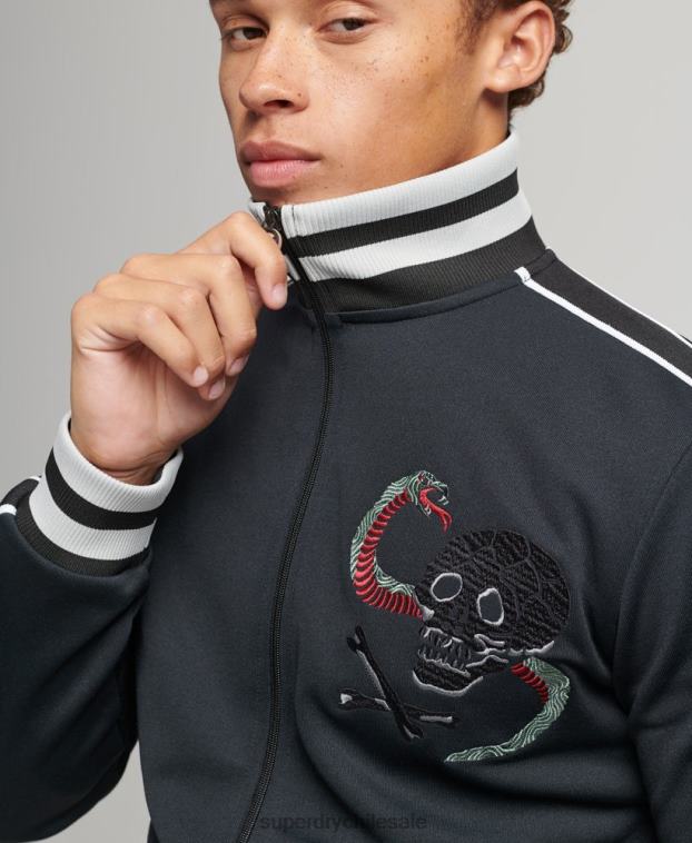 hombres Superdry gris oscuro chamarra de chándal Suika de punto 2R68Z780