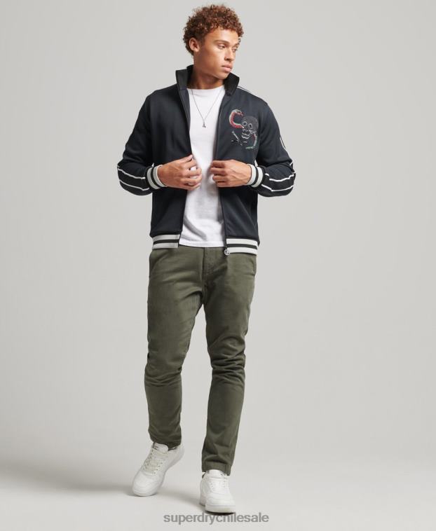 hombres Superdry gris oscuro chamarra de chándal Suika de punto 2R68Z780