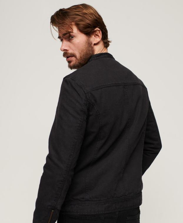 hombres Superdry gris oscuro chamarra de corredor de mezclilla de toro vintage 2R68Z24