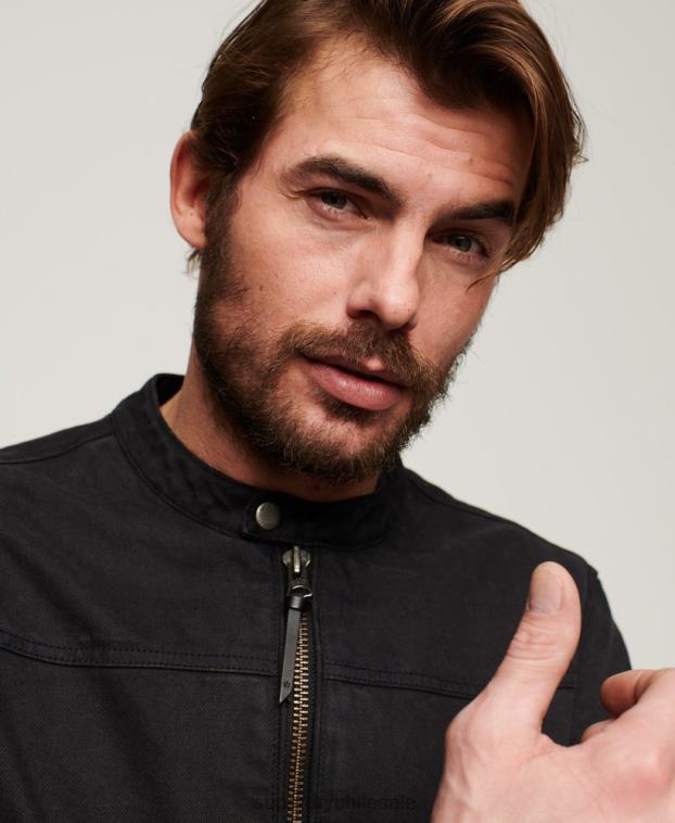 hombres Superdry gris oscuro chamarra de corredor de mezclilla de toro vintage 2R68Z24