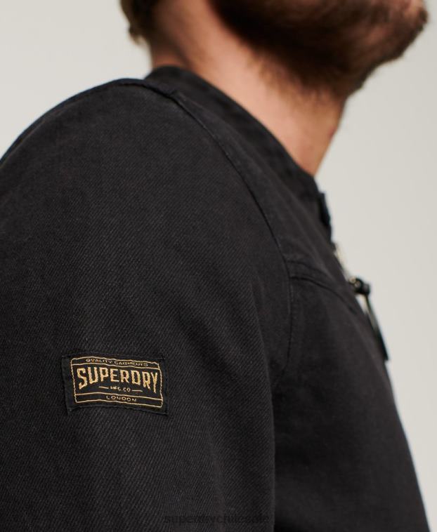 hombres Superdry gris oscuro chamarra de corredor de mezclilla de toro vintage 2R68Z24