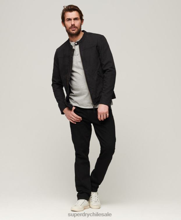 hombres Superdry gris oscuro chamarra de corredor de mezclilla de toro vintage 2R68Z24