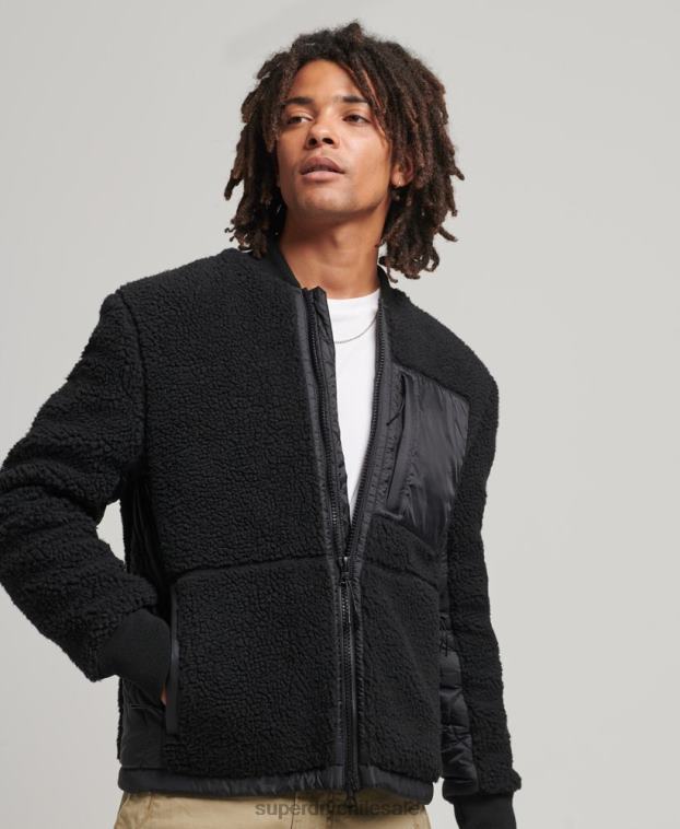 hombres Superdry gris oscuro chamarra sherpa con cremallera 2R68Z4692
