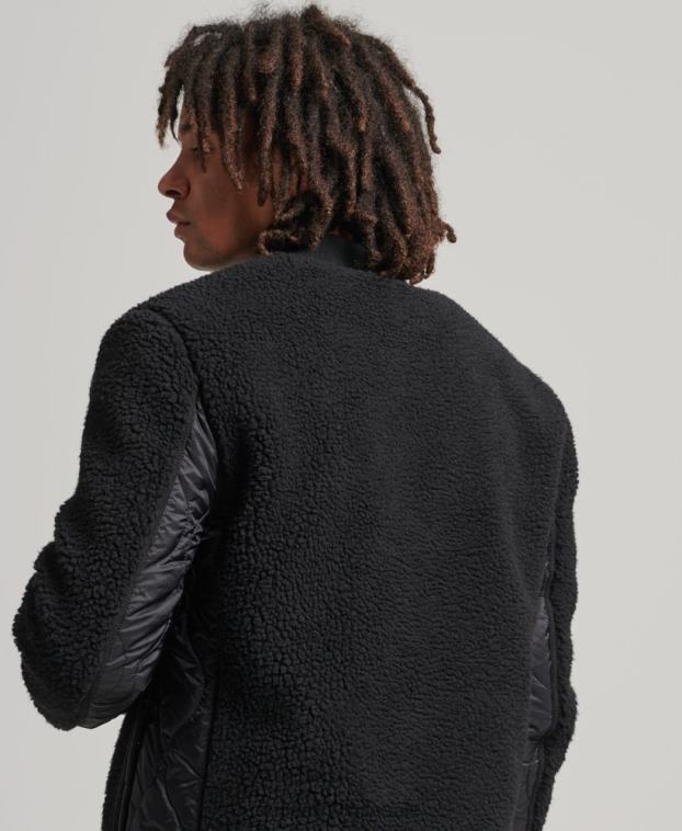 hombres Superdry gris oscuro chamarra sherpa con cremallera 2R68Z4692