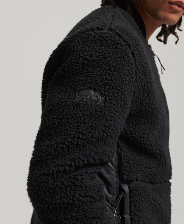 hombres Superdry gris oscuro chamarra sherpa con cremallera 2R68Z4692