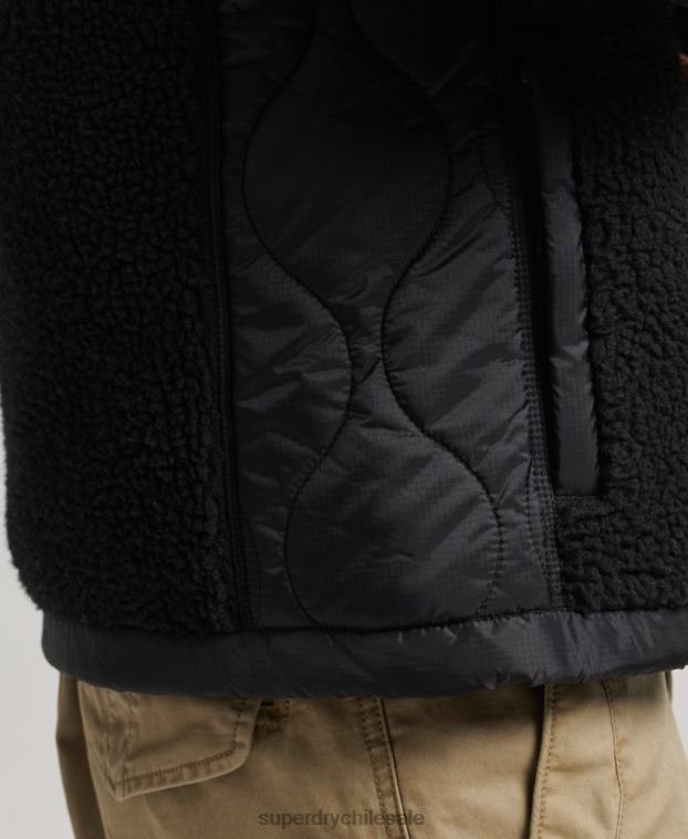 hombres Superdry gris oscuro chamarra sherpa con cremallera 2R68Z4692