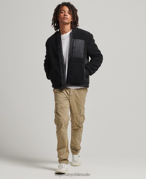 hombres Superdry gris oscuro chamarra sherpa con cremallera 2R68Z4692