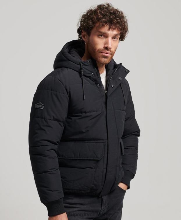 hombres Superdry gris oscuro chaqueta acolchada de montaña 2R68Z4696