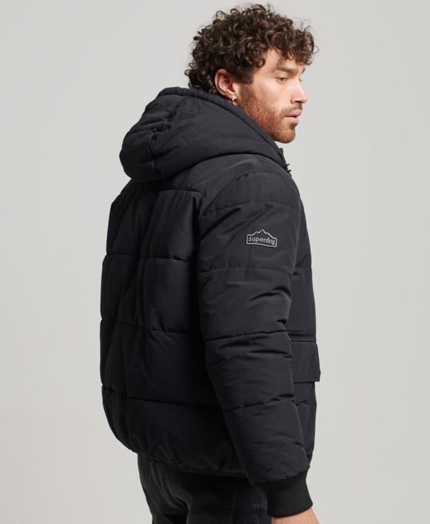 hombres Superdry gris oscuro chaqueta acolchada de montaña 2R68Z4696