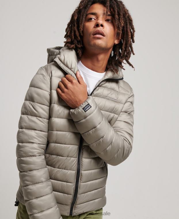hombres Superdry gris oscuro chaqueta acolchada ligera 2R68Z949