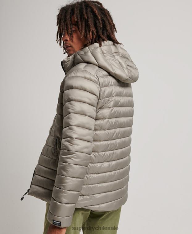 hombres Superdry gris oscuro chaqueta acolchada ligera 2R68Z949
