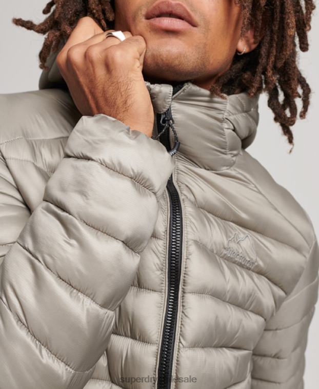 hombres Superdry gris oscuro chaqueta acolchada ligera 2R68Z949