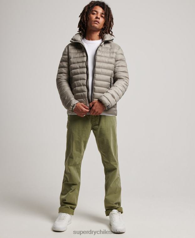 hombres Superdry gris oscuro chaqueta acolchada ligera 2R68Z949