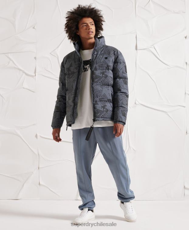 hombres Superdry gris oscuro chaqueta acolchada reflectante excedente 2R68Z4780