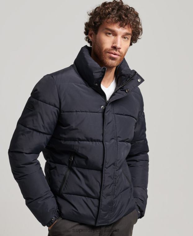 hombres Superdry gris oscuro chaqueta acolchada retro 2R68Z4697