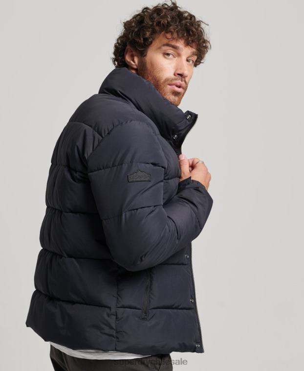 hombres Superdry gris oscuro chaqueta acolchada retro 2R68Z4697