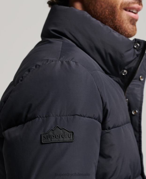 hombres Superdry gris oscuro chaqueta acolchada retro 2R68Z4697
