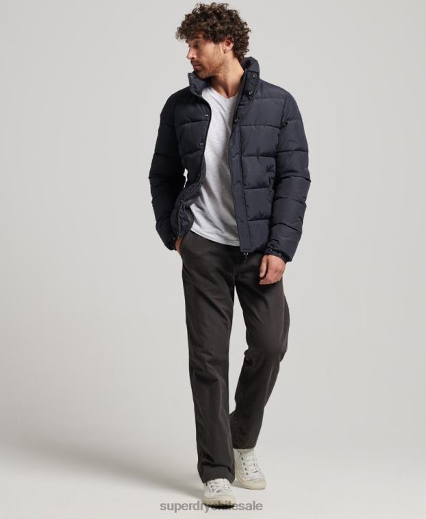 hombres Superdry gris oscuro chaqueta acolchada retro 2R68Z4697