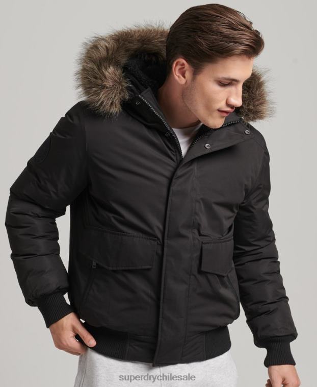 hombres Superdry gris oscuro chaqueta bomber everest 2R68Z4503