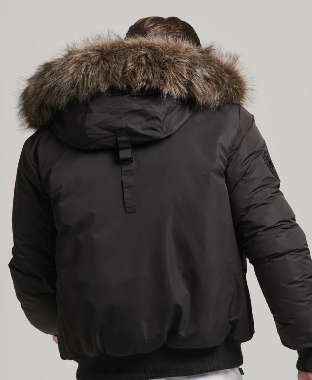hombres Superdry gris oscuro chaqueta bomber everest 2R68Z4503
