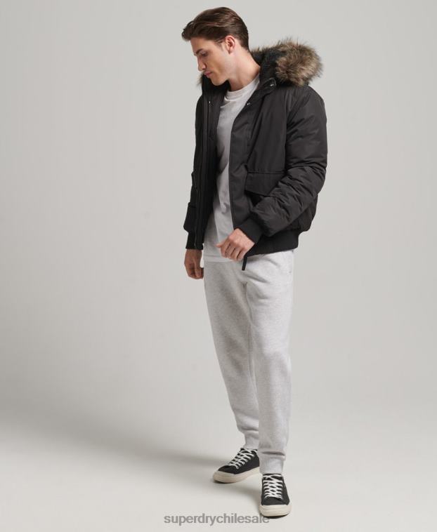 hombres Superdry gris oscuro chaqueta bomber everest 2R68Z4503