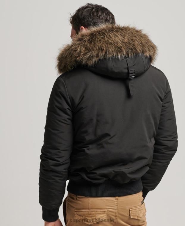 hombres Superdry gris oscuro chaqueta bomber everest 2R68Z983