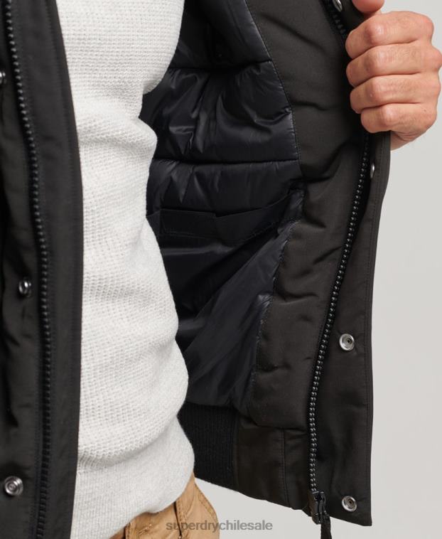 hombres Superdry gris oscuro chaqueta bomber everest 2R68Z983