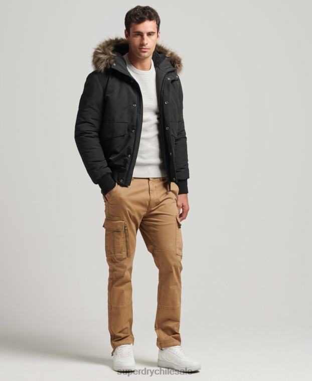 hombres Superdry gris oscuro chaqueta bomber everest 2R68Z983
