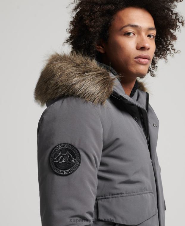 hombres Superdry gris oscuro chaqueta bomber everest 2R68Z995