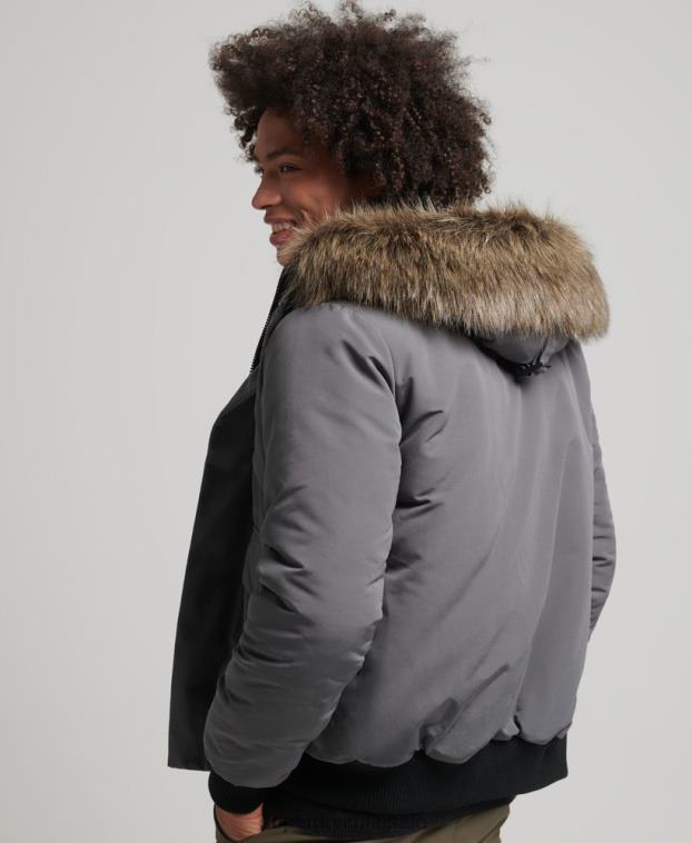 hombres Superdry gris oscuro chaqueta bomber everest 2R68Z995