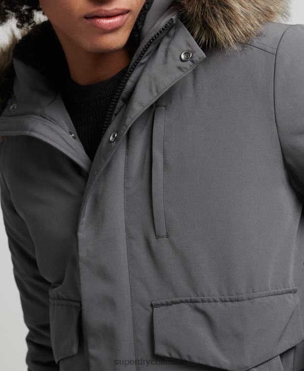 hombres Superdry gris oscuro chaqueta bomber everest 2R68Z995