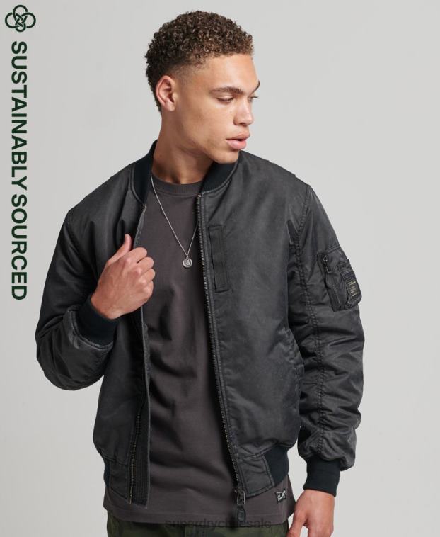 hombres Superdry gris oscuro chaqueta bomber ma1 vintage 2R68Z4647