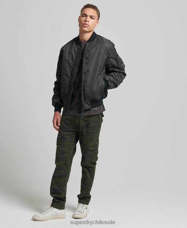 hombres Superdry gris oscuro chaqueta bomber ma1 vintage 2R68Z4647