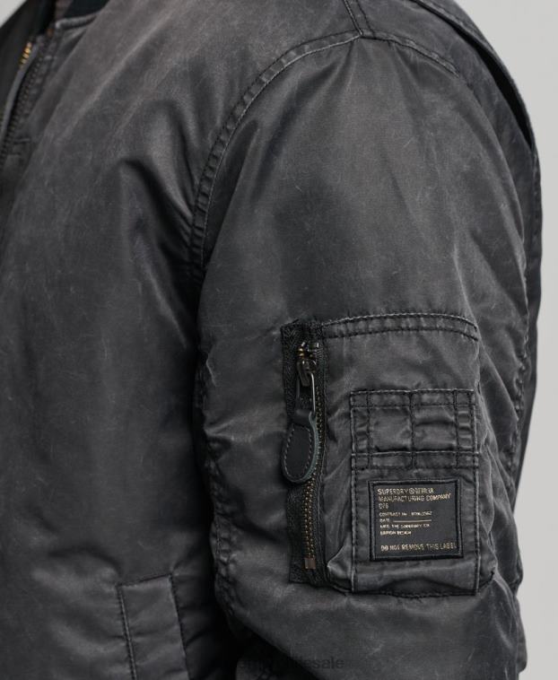 hombres Superdry gris oscuro chaqueta bomber ma1 vintage 2R68Z4647