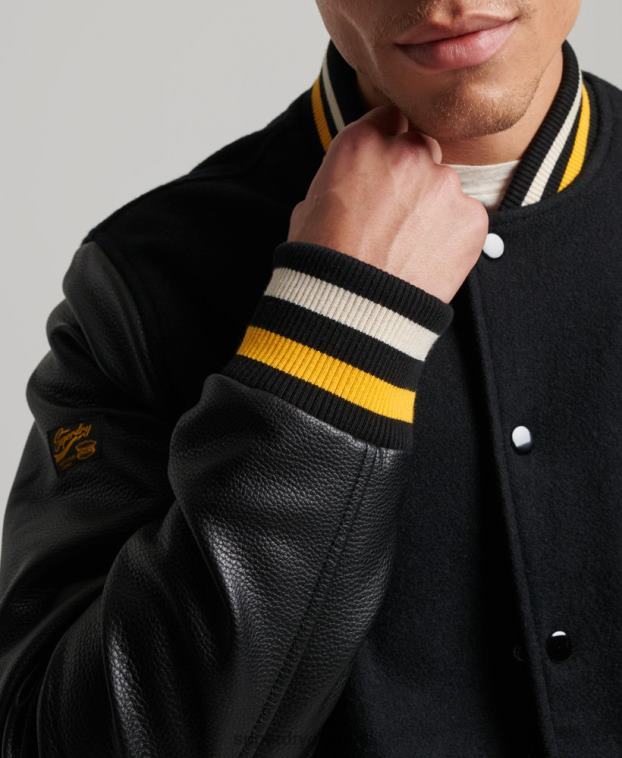 hombres Superdry gris oscuro chaqueta bomber universitaria vintage 2R68Z927