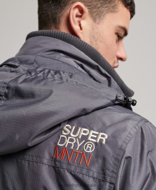 hombres Superdry gris oscuro chaqueta cortavientos mountain sd 2R68Z946