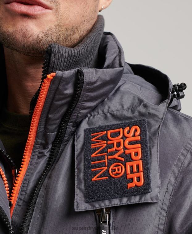 hombres Superdry gris oscuro chaqueta cortavientos mountain sd 2R68Z946