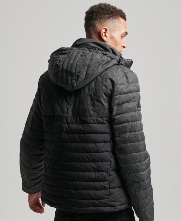 hombres Superdry gris oscuro chaqueta fuji de mezcla de tweed 2R68Z4548
