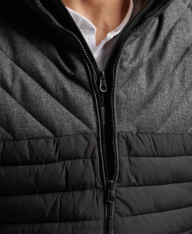 hombres Superdry gris oscuro chaqueta fuji de mezcla de tweed 2R68Z4548