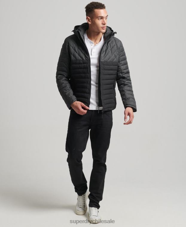 hombres Superdry gris oscuro chaqueta fuji de mezcla de tweed 2R68Z4548