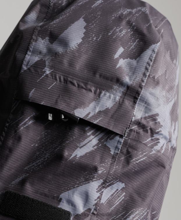 hombres Superdry gris oscuro chaqueta impermeable 2R68Z1026