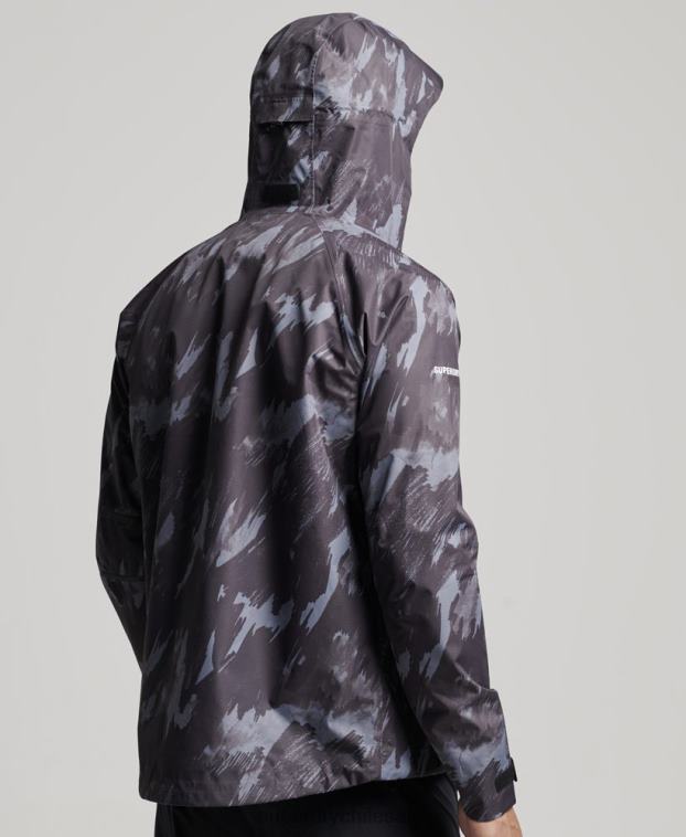 hombres Superdry gris oscuro chaqueta impermeable 2R68Z1026