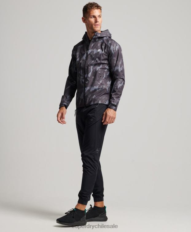 hombres Superdry gris oscuro chaqueta impermeable 2R68Z1026