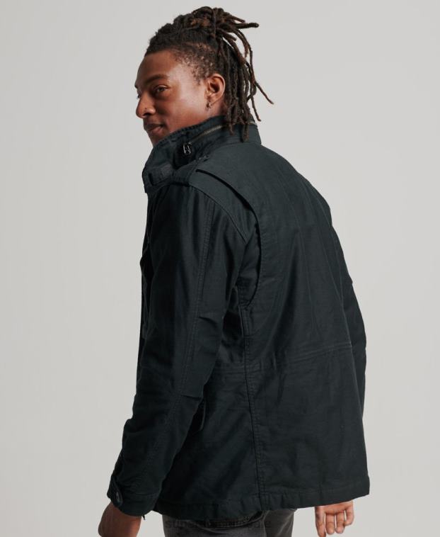 hombres Superdry gris oscuro chaqueta militar con forro de borreguito de campo m65 2R68Z4434
