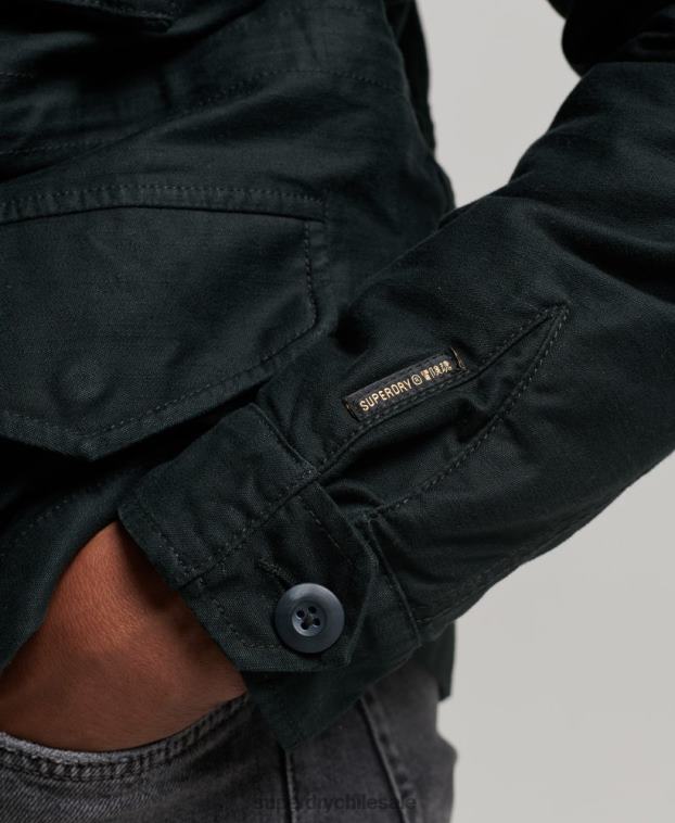 hombres Superdry gris oscuro chaqueta militar con forro de borreguito de campo m65 2R68Z4434