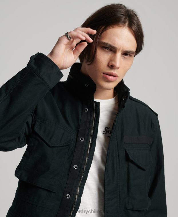 hombres Superdry gris oscuro chaqueta militar m65 vintage 2R68Z947
