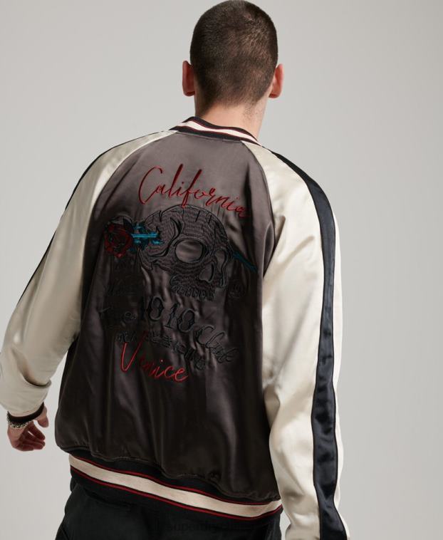 hombres Superdry gris oscuro chaqueta sukajan 2R68Z912