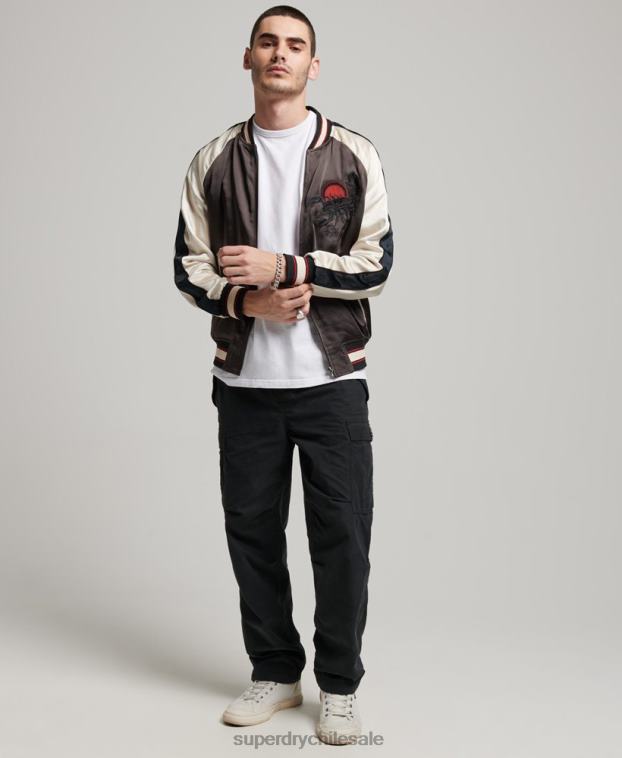hombres Superdry gris oscuro chaqueta sukajan 2R68Z912