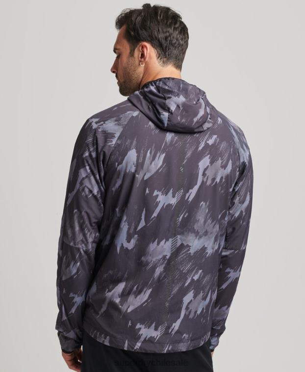 hombres Superdry gris oscuro correr chaqueta 2R68Z5366